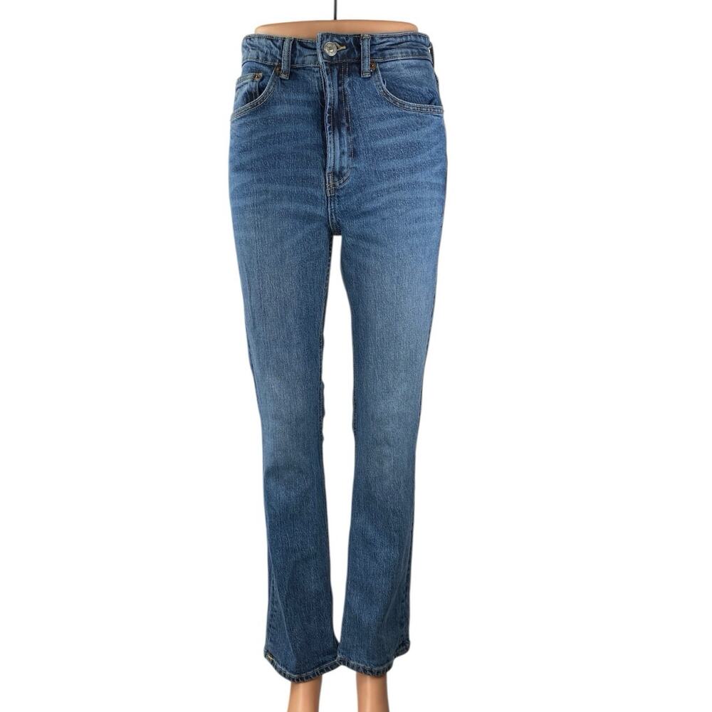 Zara Women's Blue High Waisted Slim Fit Flared Bootcut Leg Denim Jeans Pants 4